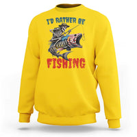 Funny Skeleton Fish Sweatshirt Id Rather Be Fishing Bass Fisherman Halloween - Wonder Print Shop