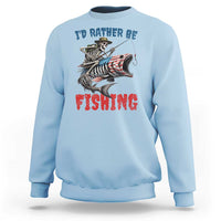 Funny Skeleton Fish Sweatshirt Id Rather Be Fishing Bass Fisherman Halloween - Wonder Print Shop