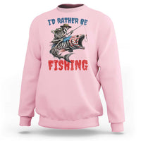 Funny Skeleton Fish Sweatshirt Id Rather Be Fishing Bass Fisherman Halloween - Wonder Print Shop
