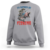 Funny Skeleton Fish Sweatshirt Id Rather Be Fishing Bass Fisherman Halloween - Wonder Print Shop