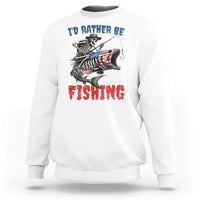 Funny Skeleton Fish Sweatshirt Id Rather Be Fishing Bass Fisherman Halloween - Wonder Print Shop