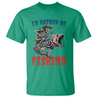 Funny Skeleton Fish T Shirt Id Rather Be Fishing Bass Fisherman Halloween - Wonder Print Shop