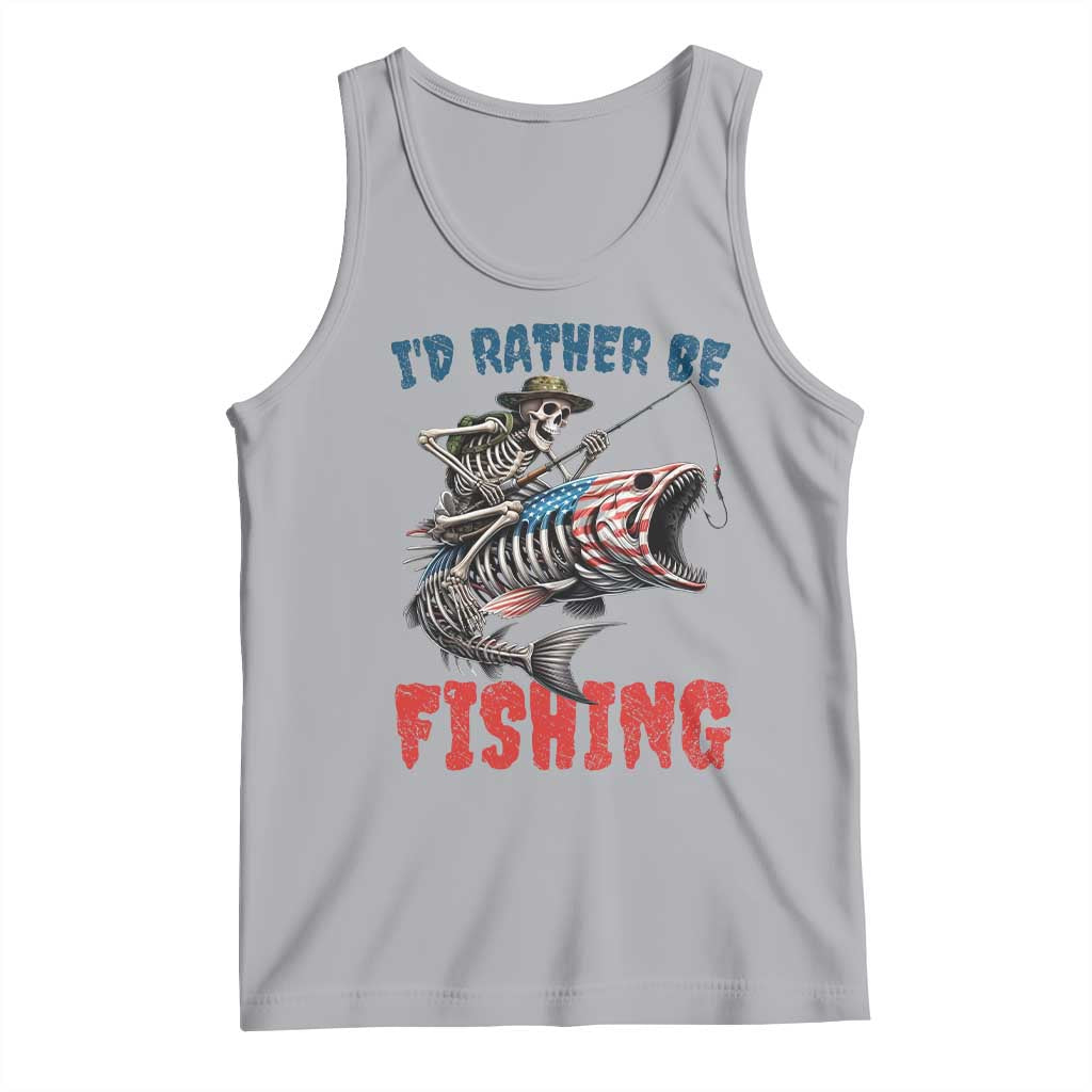 Funny Skeleton Fish Tank Top Id Rather Be Fishing Bass Fisherman Halloween - Wonder Print Shop