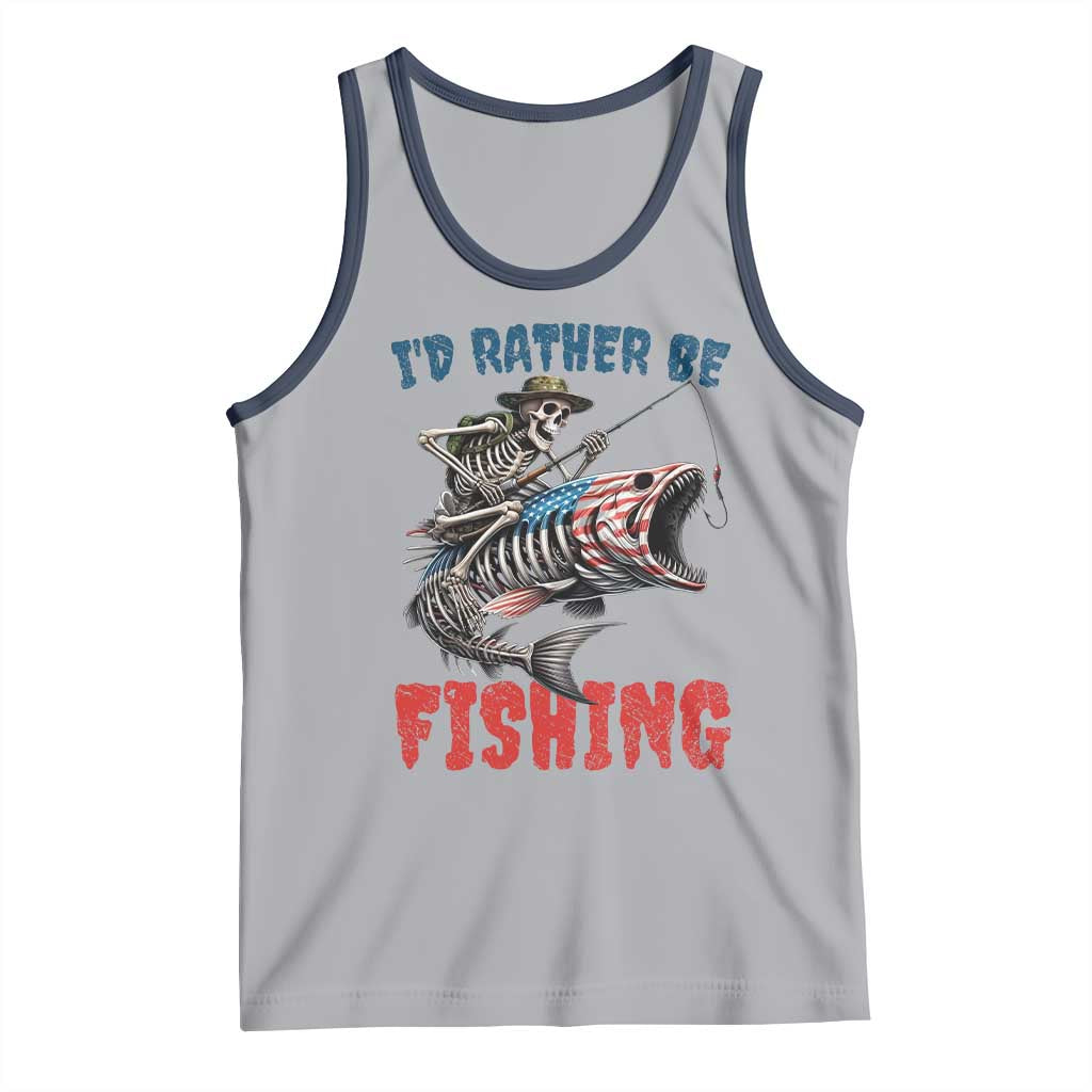 Funny Skeleton Fish Tank Top Id Rather Be Fishing Bass Fisherman Halloween - Wonder Print Shop