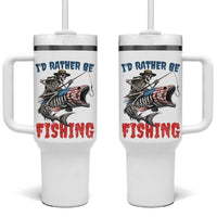 Funny Skeleton Fish Tumbler With Handle Id Rather Be Fishing Bass Fisherman Halloween