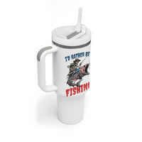 Funny Skeleton Fish Tumbler With Handle Id Rather Be Fishing Bass Fisherman Halloween