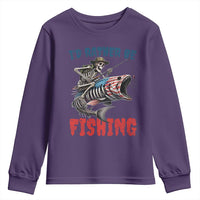 Funny Skeleton Fish Youth Sweatshirt Id Rather Be Fishing Bass Fisherman Halloween - Wonder Print Shop
