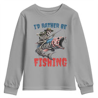 Funny Skeleton Fish Youth Sweatshirt Id Rather Be Fishing Bass Fisherman Halloween - Wonder Print Shop