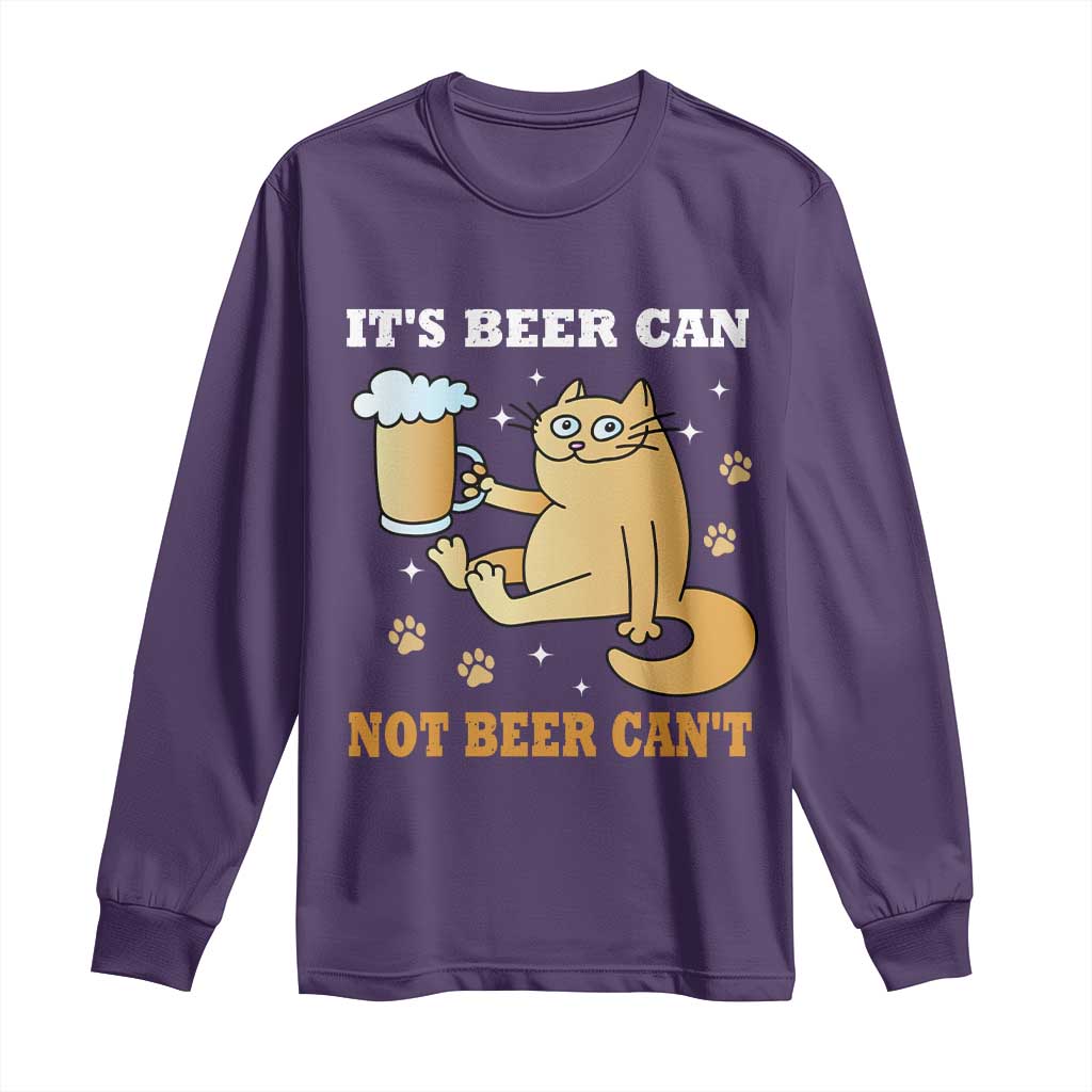 Funny Cat Drinking Beer Long Sleeve Shirt It Is Beer Can Not Beer Can Not Kitty Lovers - Wonder Print Shop