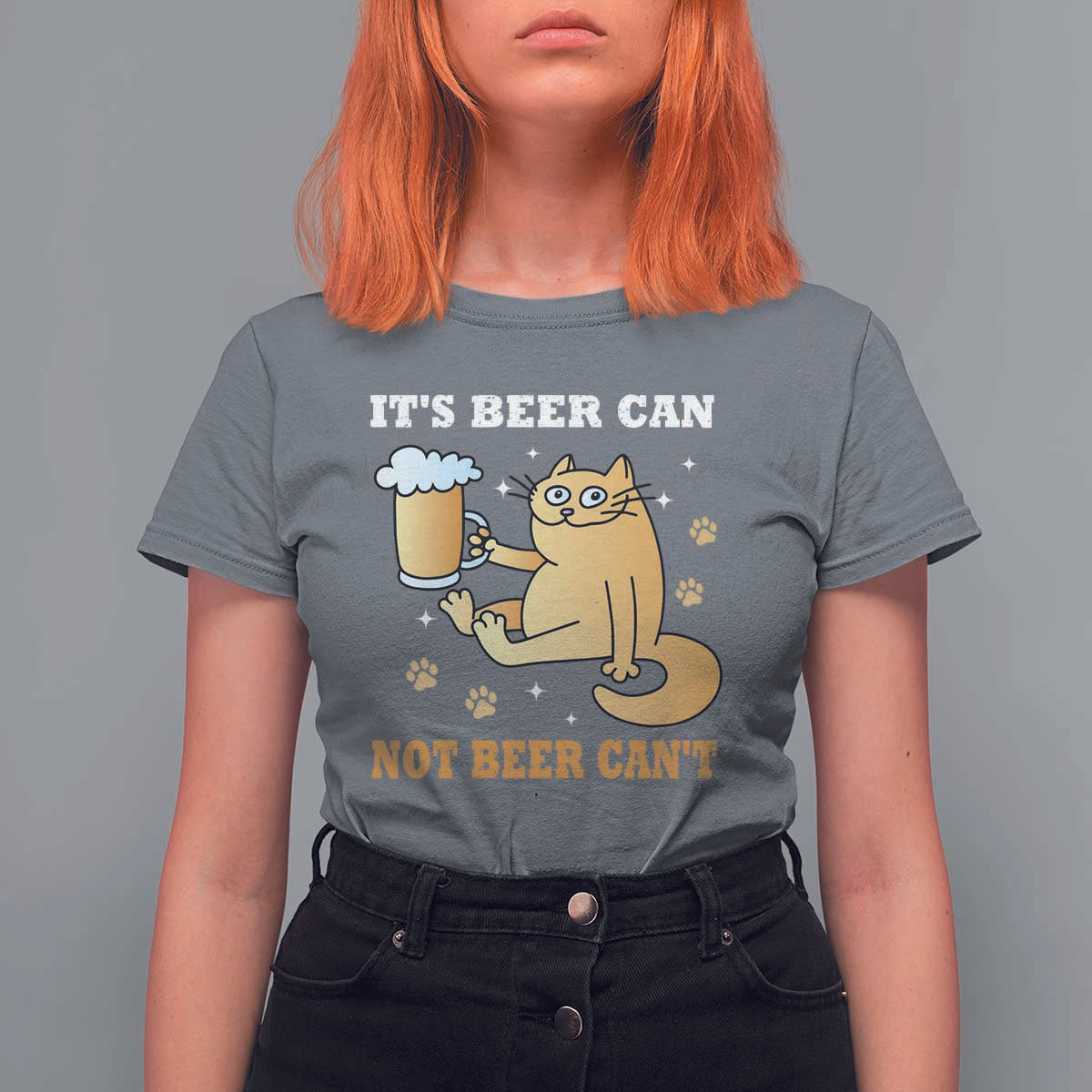 Funny Cat Drinking Beer T Shirt For Women It Is Beer Can Not Beer Can Not Kitty Lovers - Wonder Print Shop