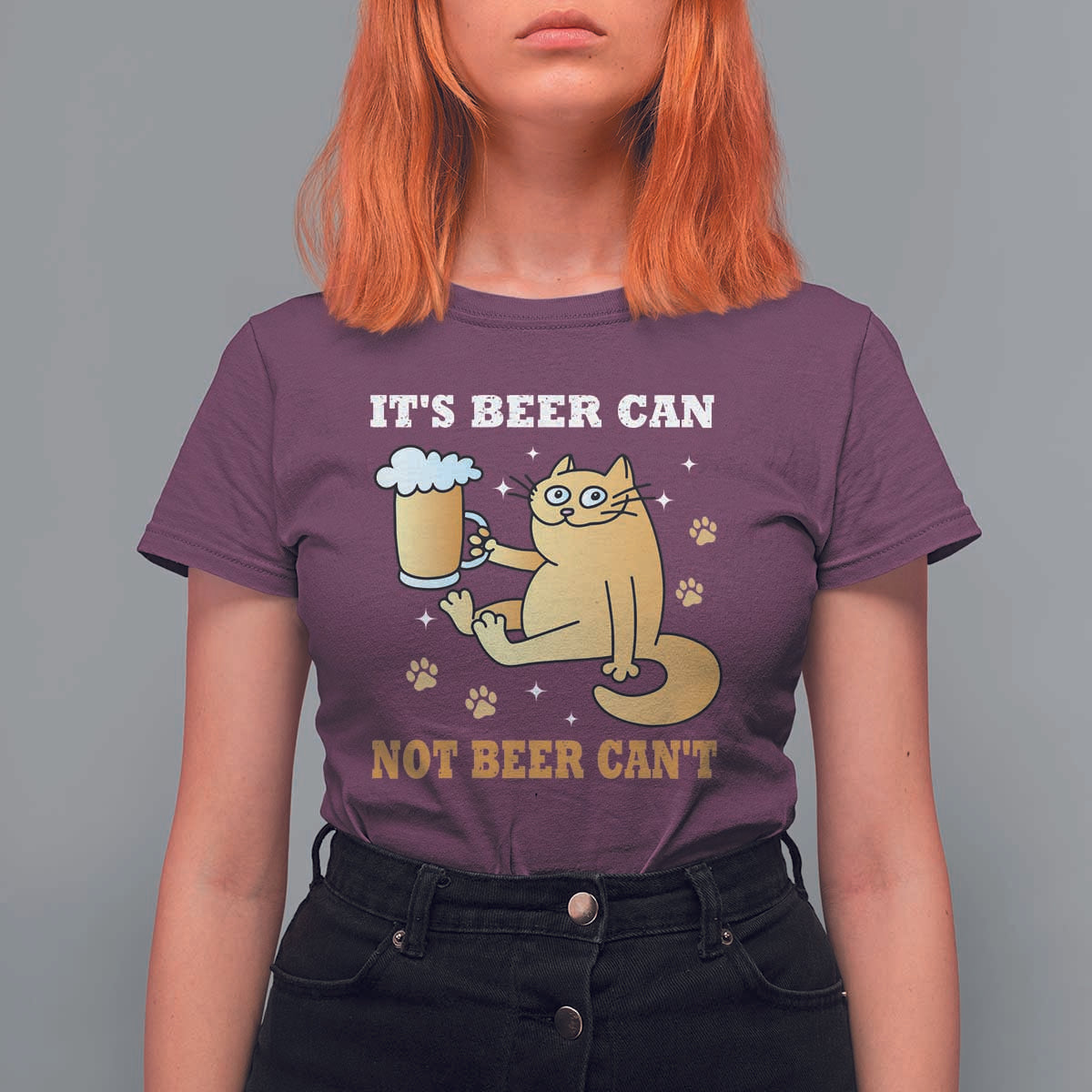 Funny Cat Drinking Beer T Shirt For Women It Is Beer Can Not Beer Can Not Kitty Lovers - Wonder Print Shop
