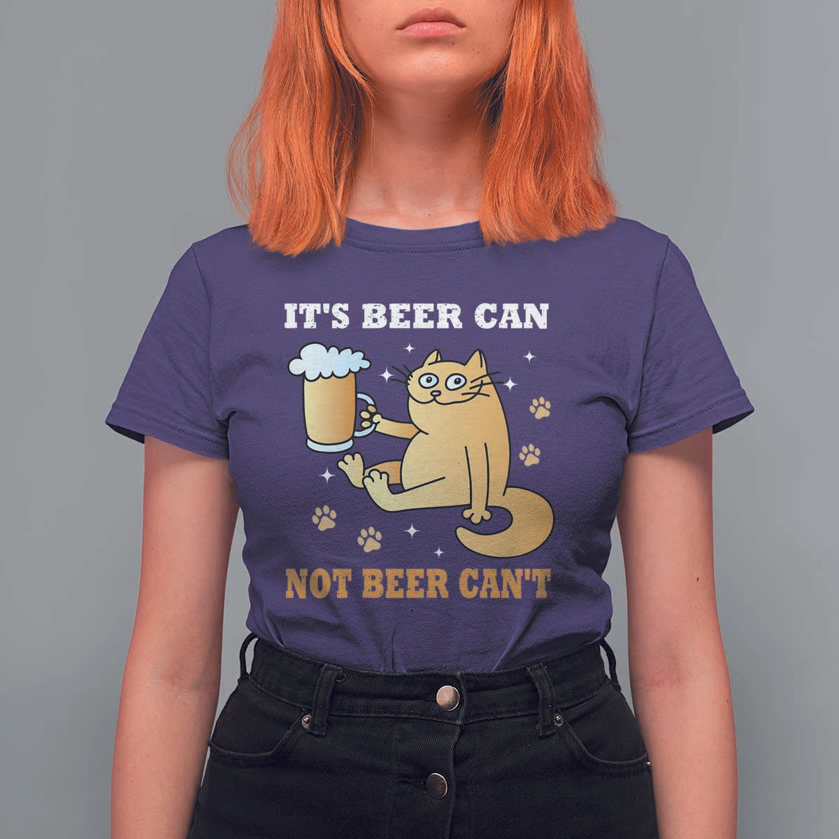 Funny Cat Drinking Beer T Shirt For Women It Is Beer Can Not Beer Can Not Kitty Lovers - Wonder Print Shop