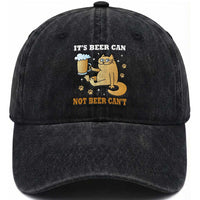 Funny Cat Drinking Beer Washed Cotton Baseball Cap It Is Beer Can Not Beer Can Not Kitty Lovers