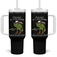 Y'all Mind If I Do Some Lollygaggin Tumbler With Handle Funny Cowboy Frog Western Animal Meme