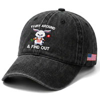 Fluff Around And Find Out Washed Cotton Baseball Cap Funny Bunny Rabbit Meme
