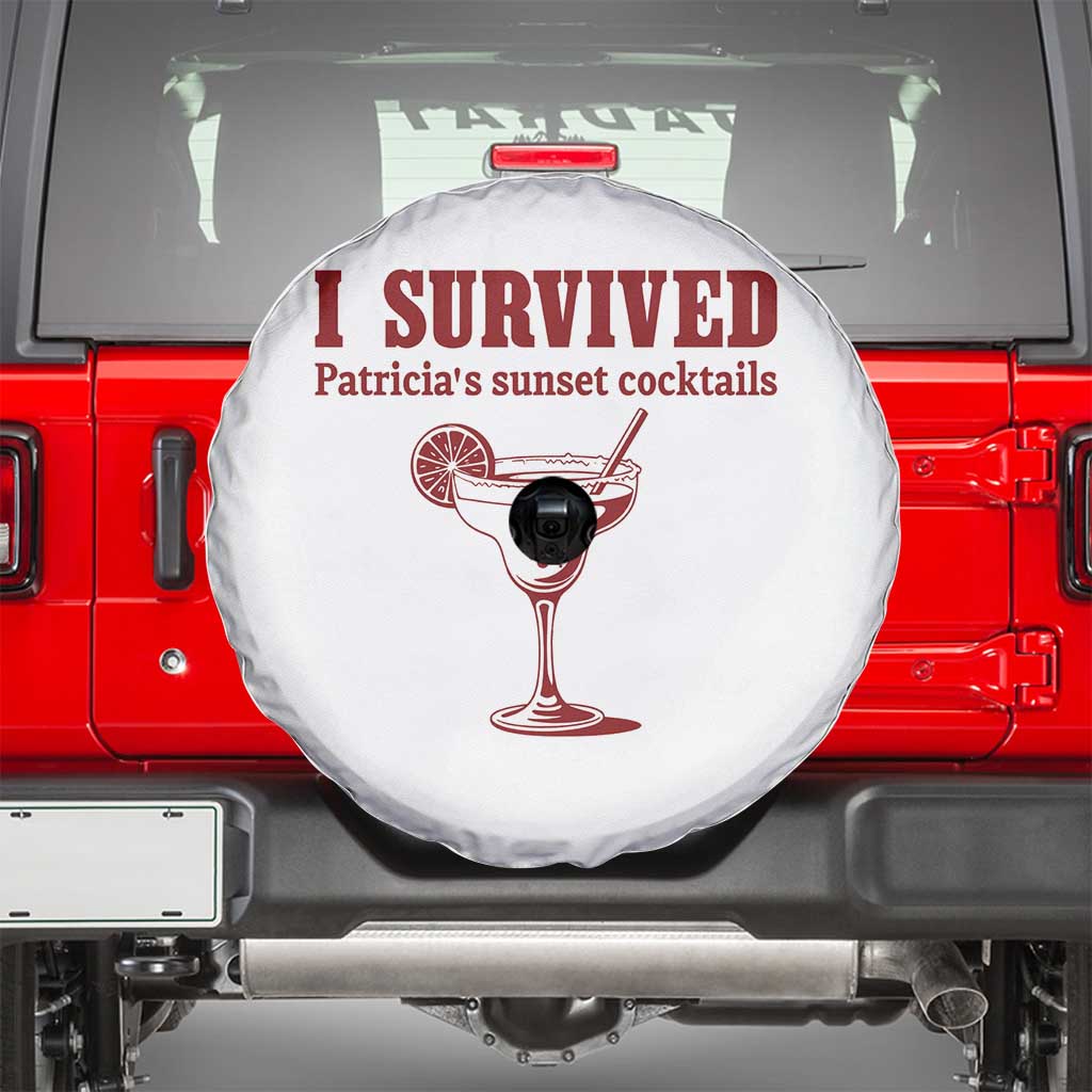 I Survived Patricia's Sunset Cocktails Spare Tire Cover Vintage 90s Trendy TV Show Movie