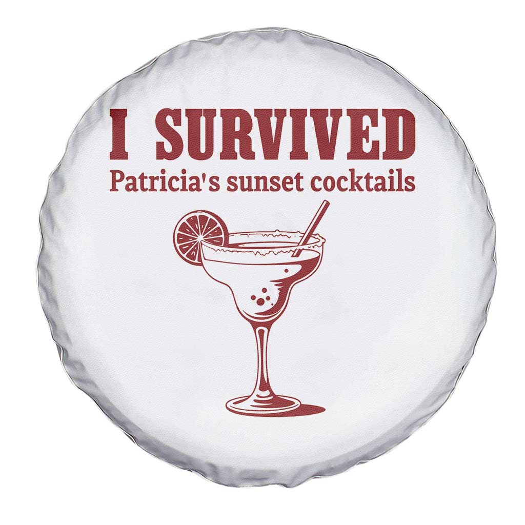 I Survived Patricia's Sunset Cocktails Spare Tire Cover Vintage 90s Trendy TV Show Movie
