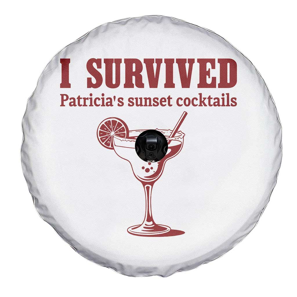I Survived Patricia's Sunset Cocktails Spare Tire Cover Vintage 90s Trendy TV Show Movie