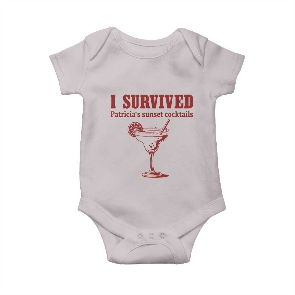 I Survived Patricia's Sunset Cocktails Baby Onesie Vintage 90s Trendy TV Show Movie
