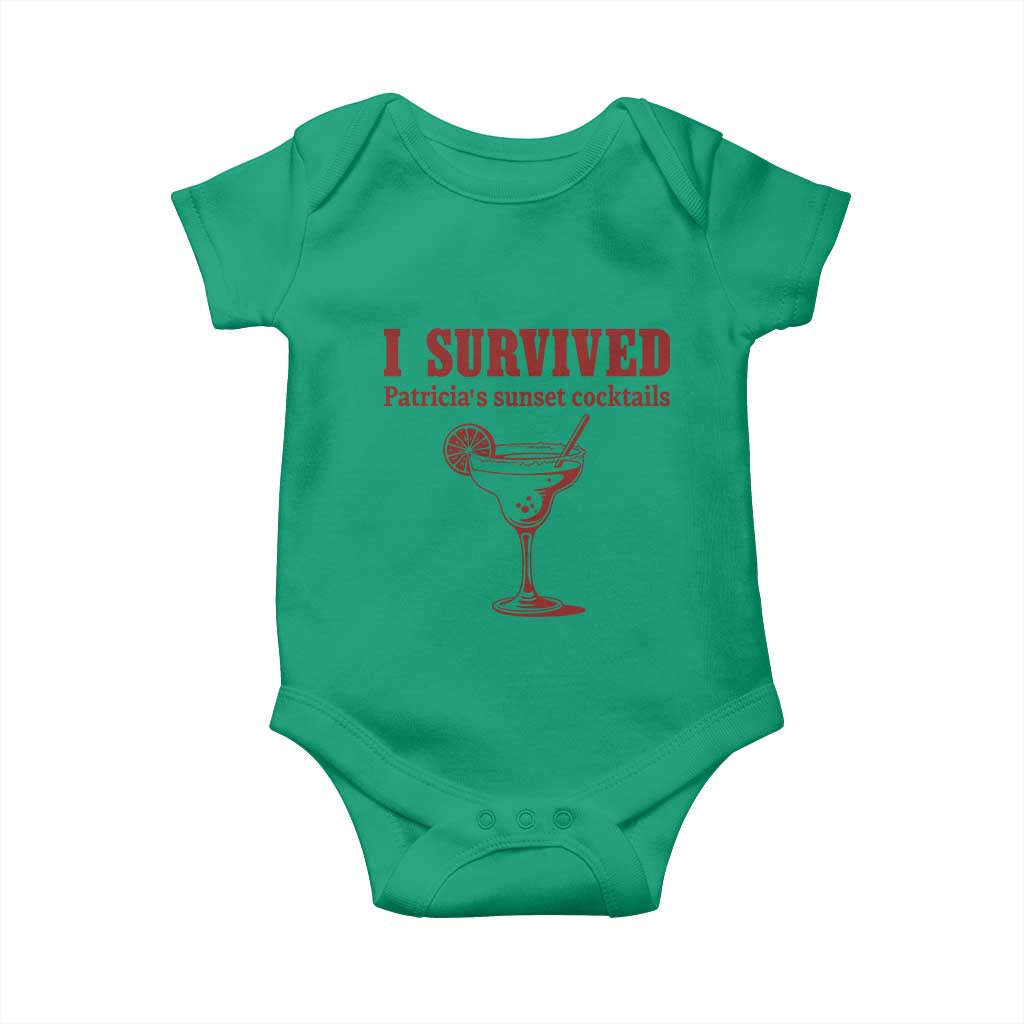 I Survived Patricia's Sunset Cocktails Baby Onesie Vintage 90s Trendy TV Show Movie