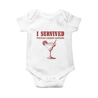 I Survived Patricia's Sunset Cocktails Baby Onesie Vintage 90s Trendy TV Show Movie