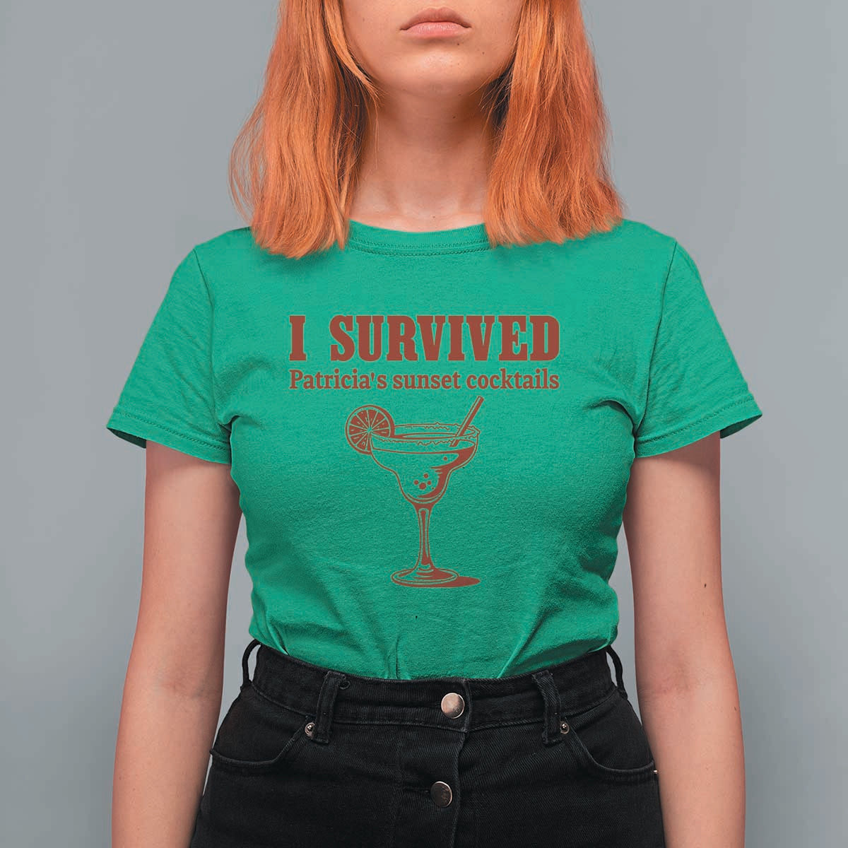 I Survived Patricia's Sunset Cocktails T Shirt For Women Vintage 90s Trendy TV Show Movie