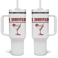 I Survived Patricia's Sunset Cocktails Tumbler With Handle Vintage 90s Trendy TV Show Movie