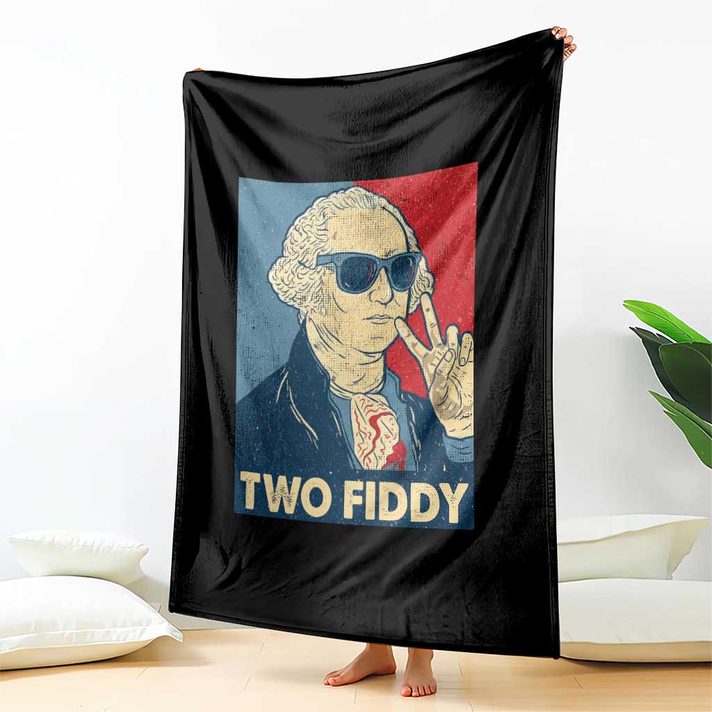 Two Fiddy George Washington 250th Anniversary Throw Blanket Funny 4th of July