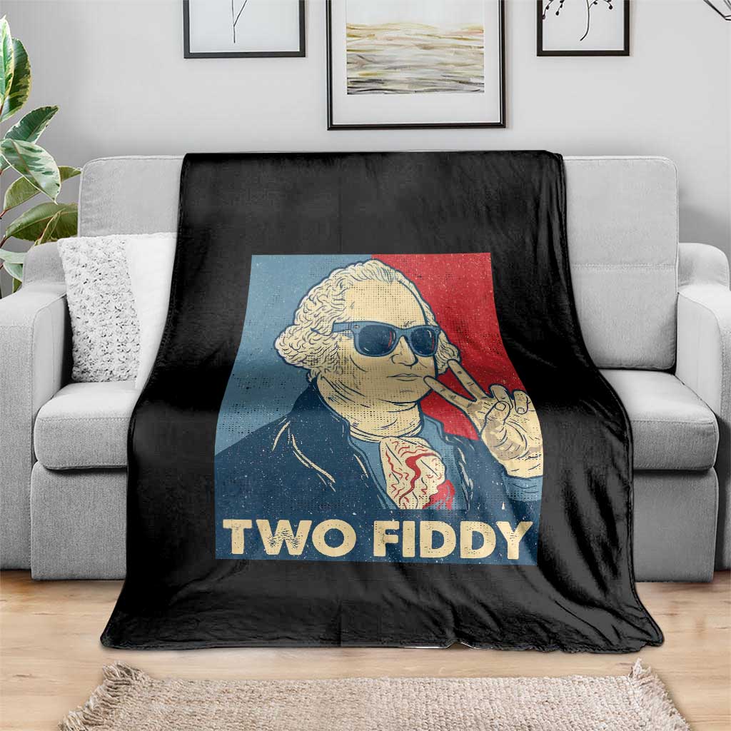 Two Fiddy George Washington 250th Anniversary Throw Blanket Funny 4th of July