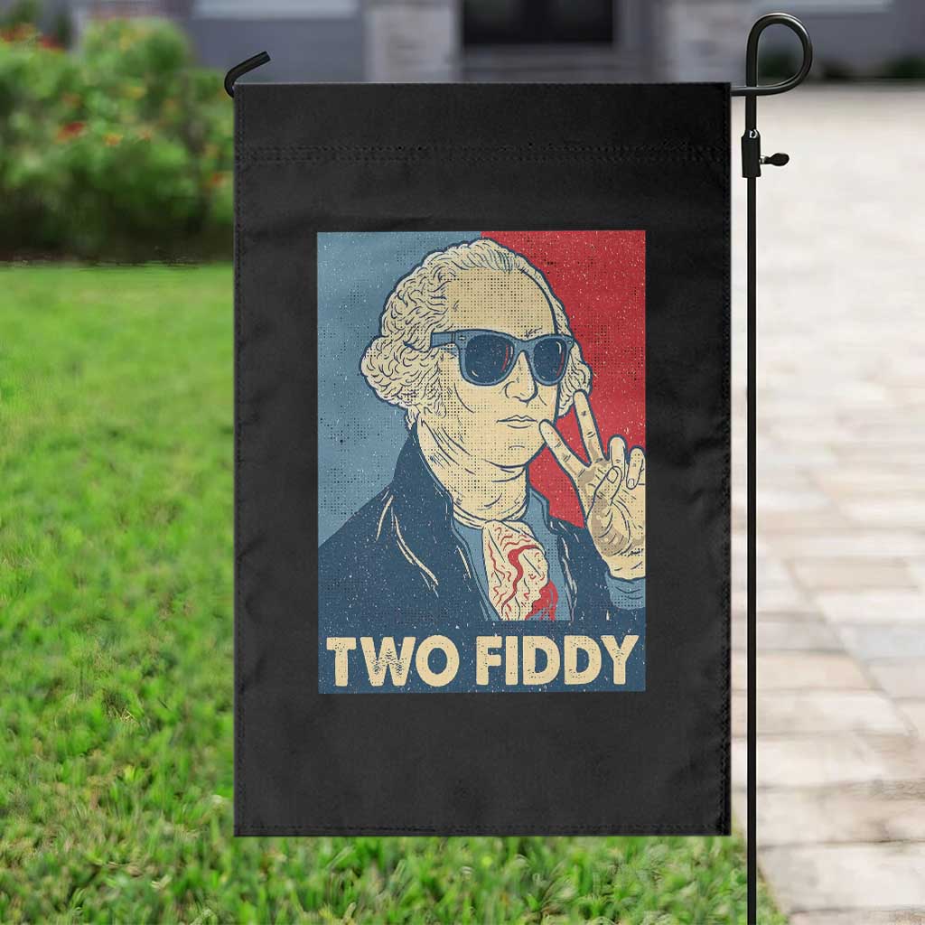 Two Fiddy George Washington 250th Anniversary Garden Flag Funny 4th of July