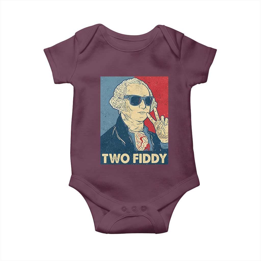 Two Fiddy George Washington 250th Anniversary Baby Onesie Funny 4th of July