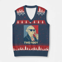 Two Fiddy George Washington 250th Anniversary V-Neck Knit Sweater Vest Funny 4th of July