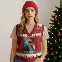Two Fiddy George Washington 250th Anniversary V-Neck Knit Sweater Vest Funny 4th of July
