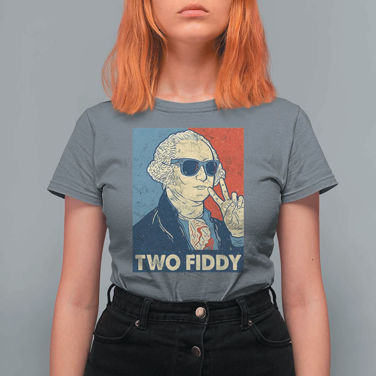 Two Fiddy George Washington 250th Anniversary T Shirt For Women Funny 4th of July
