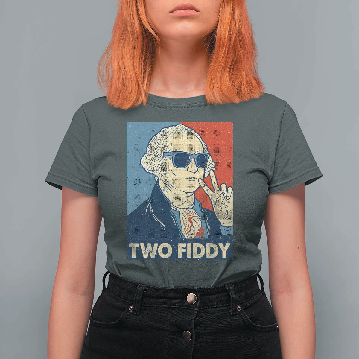 Two Fiddy George Washington 250th Anniversary T Shirt For Women Funny 4th of July