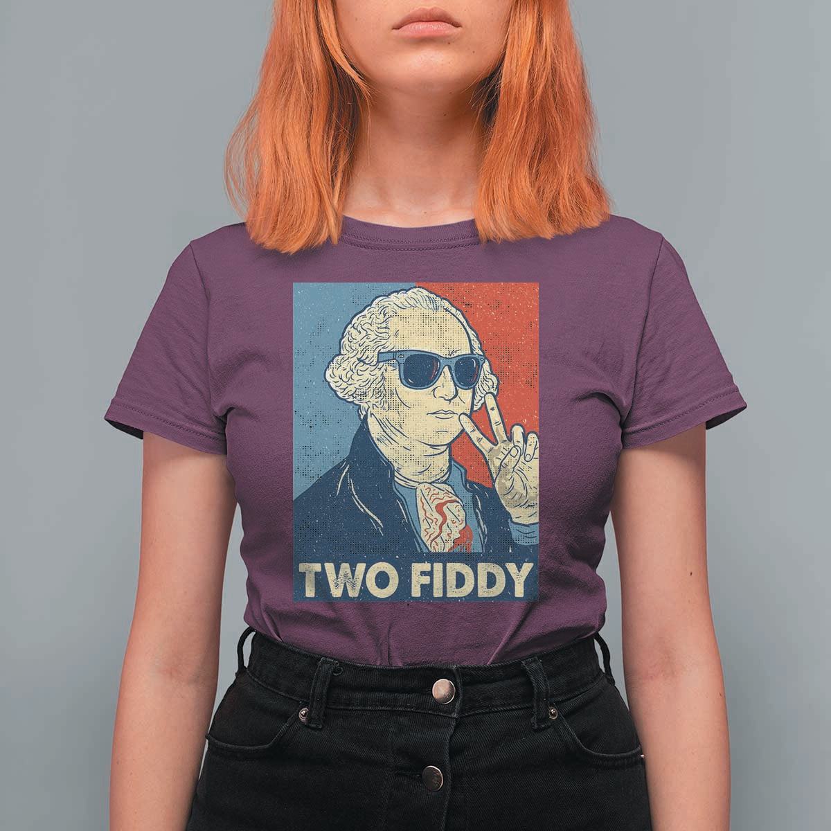 Two Fiddy George Washington 250th Anniversary T Shirt For Women Funny 4th of July