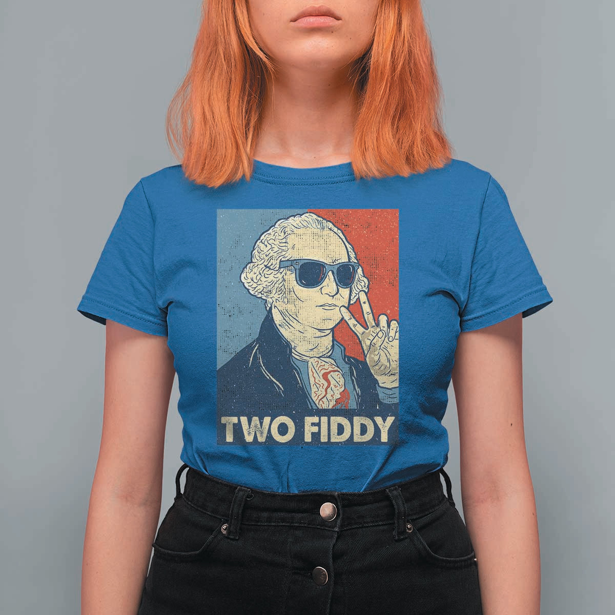 Two Fiddy George Washington 250th Anniversary T Shirt For Women Funny 4th of July
