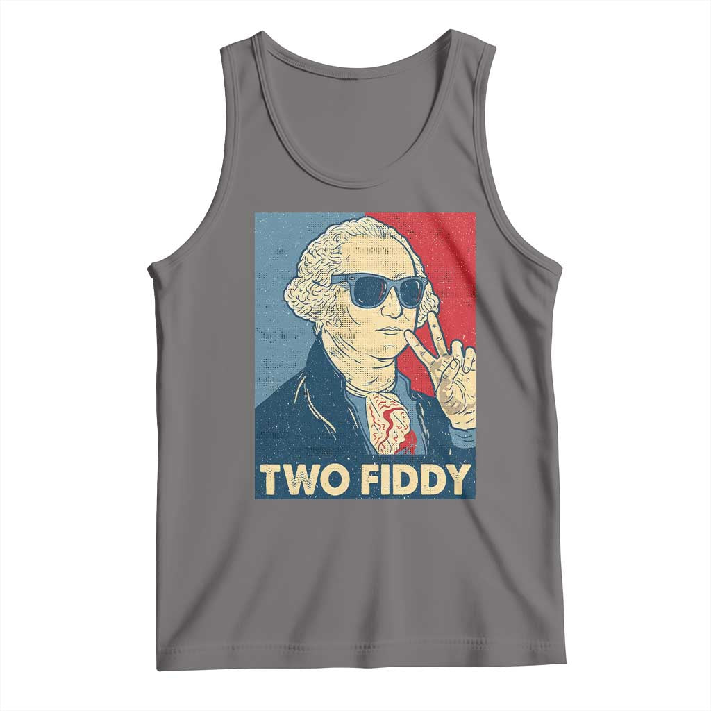 Two Fiddy George Washington 250th Anniversary Tank Top Funny 4th of July