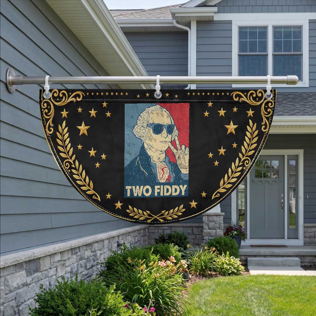 Two Fiddy George Washington 250th Anniversary Patriotic Fan Flag Funny 4th of July