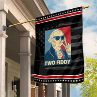 Two Fiddy George Washington 250th Anniversary Patriotic Garden Flag Funny 4th of July