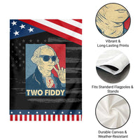 Two Fiddy George Washington 250th Anniversary Patriotic Garden Flag Funny 4th of July