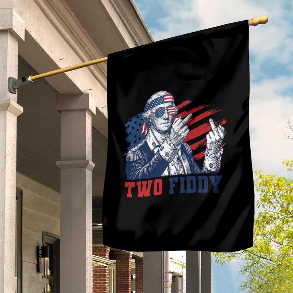Two Fiddy 250th Anniversary Garden Flag Funny George Washington 4th of July