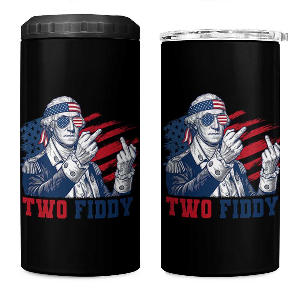 Two Fiddy 250th Anniversary 4 in 1 Can Cooler Tumbler Funny George Washington 4th of July