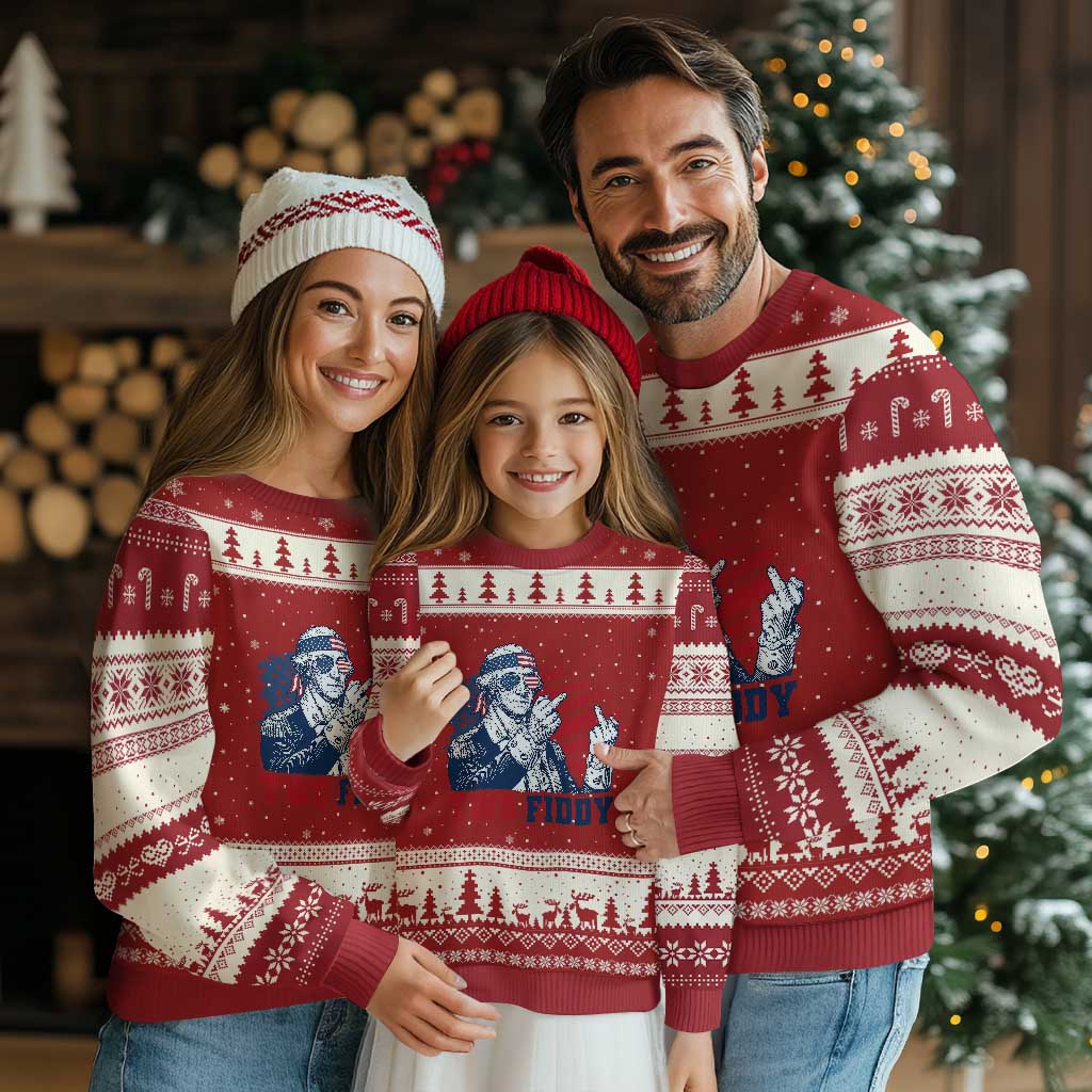 Two Fiddy 250th Anniversary Ugly Christmas Sweater Funny George Washington 4th of July