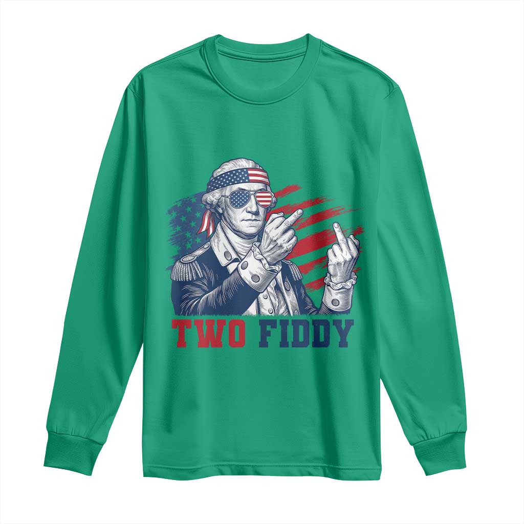 Two Fiddy 250th Anniversary Long Sleeve Shirt Funny George Washington 4th of July