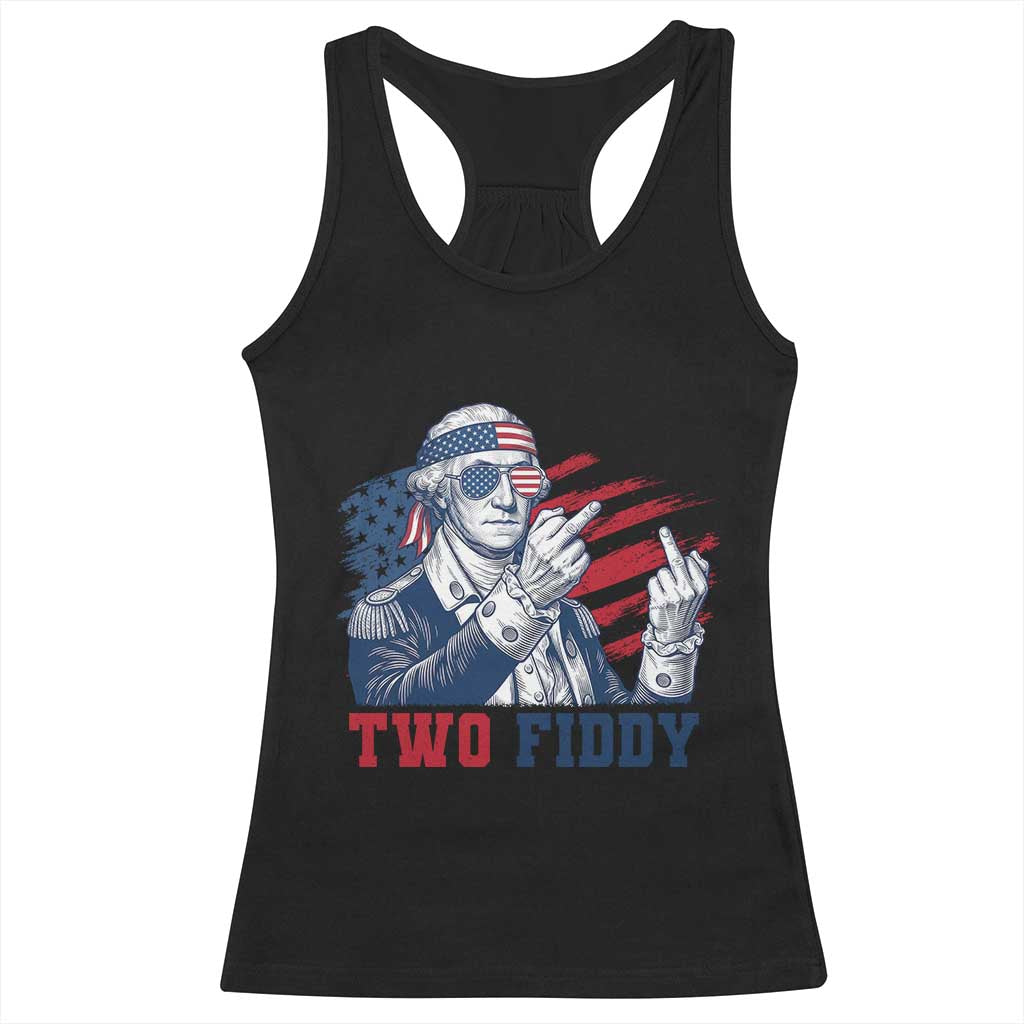 Two Fiddy 250th Anniversary Racerback Tank Top Funny George Washington 4th of July
