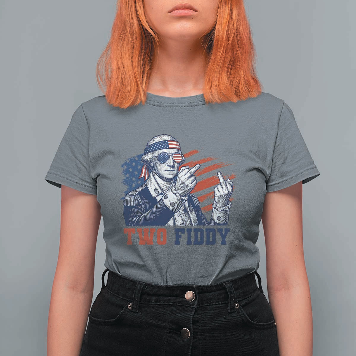Two Fiddy 250th Anniversary T Shirt For Women Funny George Washington 4th of July