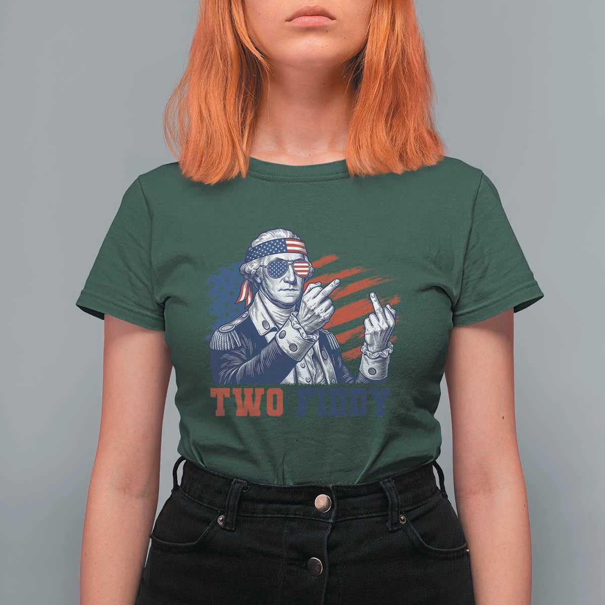 Two Fiddy 250th Anniversary T Shirt For Women Funny George Washington 4th of July