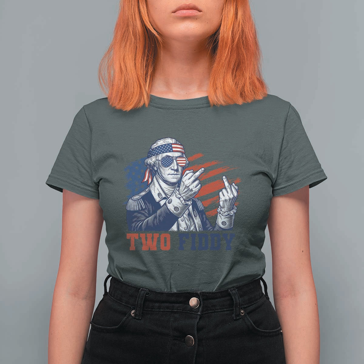 Two Fiddy 250th Anniversary T Shirt For Women Funny George Washington 4th of July