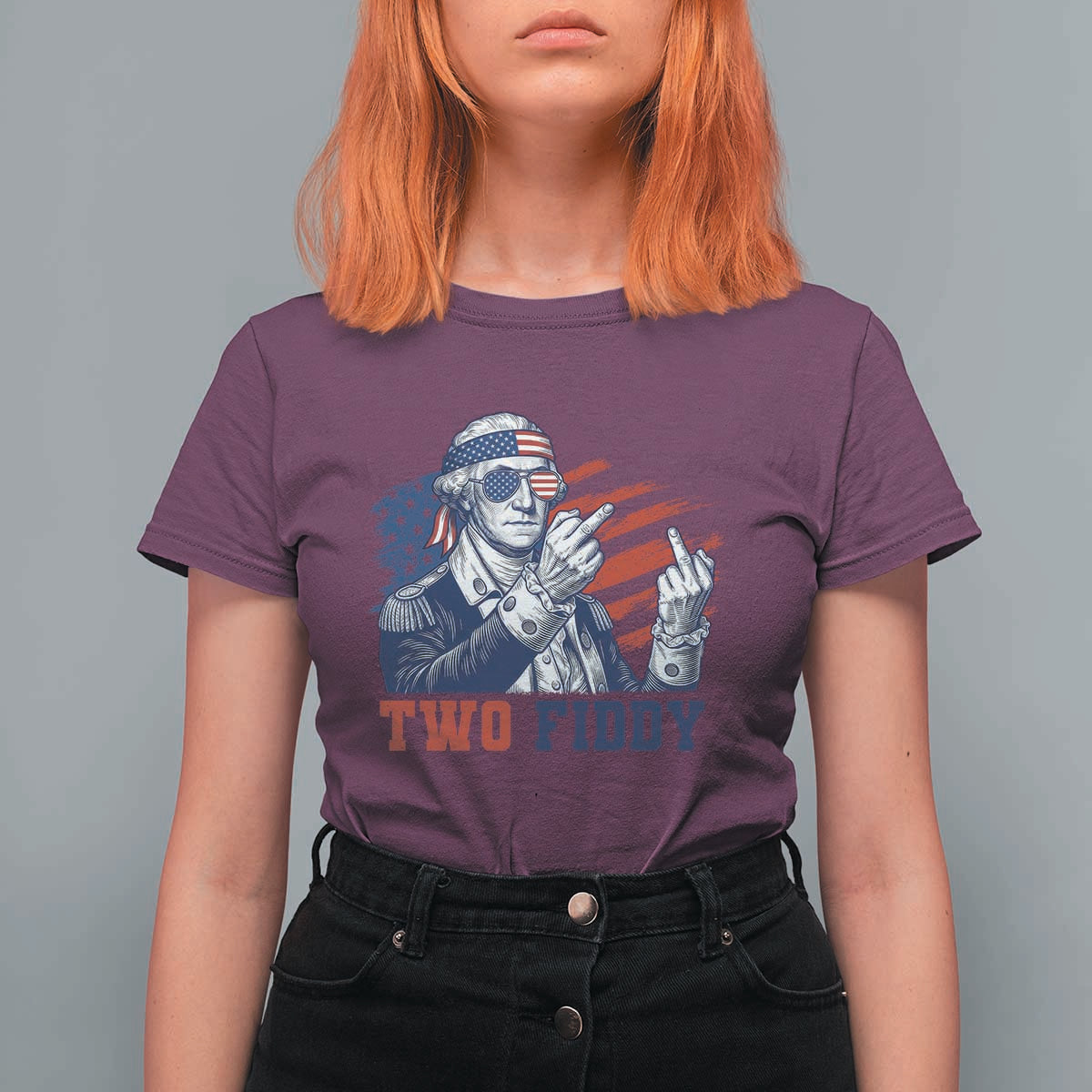 Two Fiddy 250th Anniversary T Shirt For Women Funny George Washington 4th of July